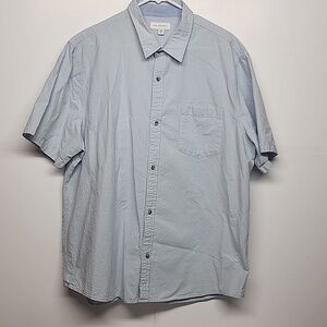 Free Assembly mens XXL blue/white stripe button-down collared short sleeve shirt